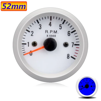 52mm tachometer 8000RPM Tachometer Tach Gauge For car motorcycle Blue LED light - Image 1 of 4