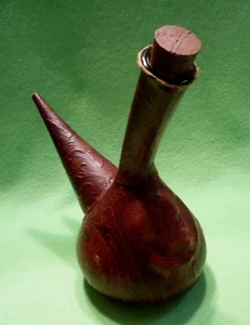 Vintage Spanish Cervantes Goat Leather-wrapped decanter bottle w/ DON QUIXOTE - Picture 1 of 12
