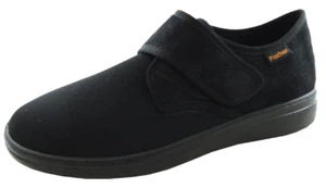 Klett-Hausschuh Fischer Markenschuhe 0551 Schwarz Klettverschluss Weite L - Picture 1 of 1