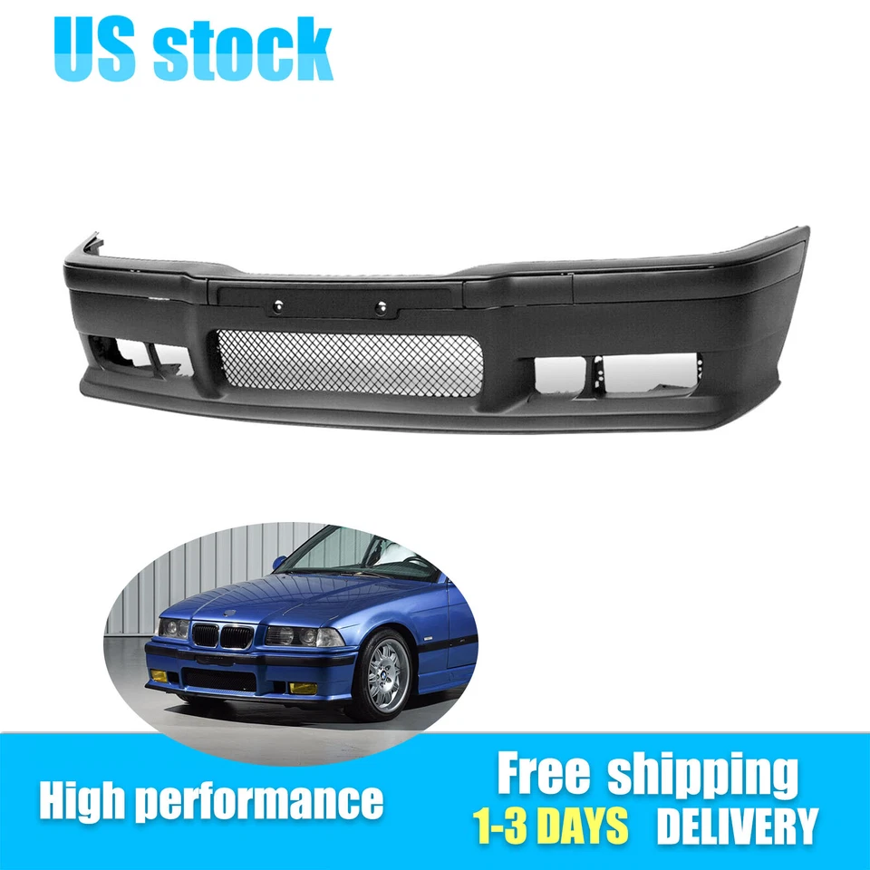 Front Bumper Body Kit + Grille Plastic Fits 1992-1999 BMW E36 3Series M3 Style - Image 1 of 4