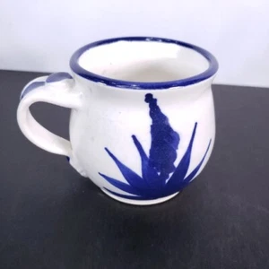 Vintage signierte Keramik Handarbeit Steinzeug Becher Tasse Kaffee Tee Kobaltblau - Bild 1 von 11
