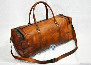 Leather Genuine Bag Travel Men Duffle Gym Luggage S Vintage Overnight Weekend - Picture 1 of 8