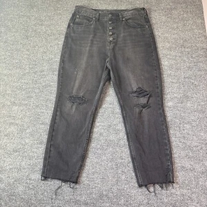 Free People We The Free Button Fly Jeans Womens Size 30 Black Relaxed Cotton - Picture 1 of 16