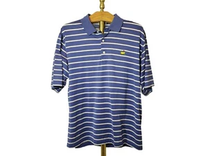 Augusta National Master's Men's Size Large Blue White Stripped Golf Polo - Picture 1 of 4