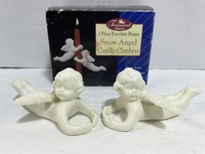 Treasured Times 2 Porcelain Bisque Angel Candle Climbers - Picture 1 of 5