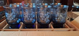 12 PFLATZGRAFF YORKTOWNE BLUE 12 1/2 OZ TUMBLER GLASSES IN ORIG BOX EX COND. - Picture 1 of 4