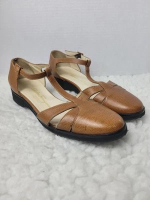 Sandalias de Colección Salvatore Ferragamo Para Mujer con Correa en T Talla 7B Marrón Cuero Guijarro  Foto 1 de 4
