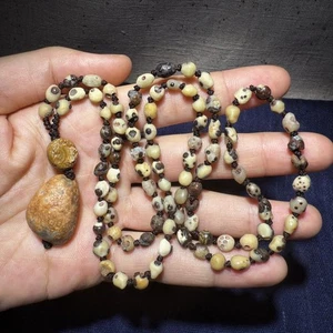 🌟🔥🚀COLLECTOR GRADE!Rare China Inner Mongolia Gobi Eye Agate Bead Necklace - Picture 1 of 10