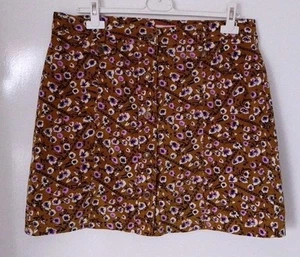 JOE BROWNS Size 12 Pink White Black Mustard Floral Micro Cord Short Skirt - Picture 1 of 7