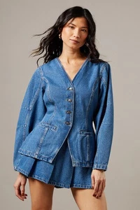 Warehouse Mid Wash Denim Jacket Womens Casual Jackets & Coats - Picture 1 of 5