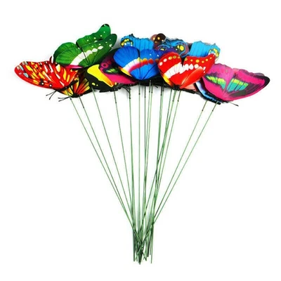 10/20/50Pcs Colorful Garden Butterflies Stakes Patio Flowerpot Ornaments Decor Z - Image 1 of 4