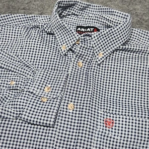 Herren Ariat FR schwer entflammbar kariertes Button Down Langarm Arbeitshemd XL - Bild 1 von 8