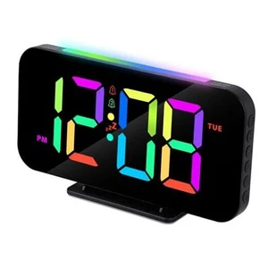Digital Alarm Clocks for Bedrooms - LED Clock Large Display with RGB Digits, - Picture 1 of 8