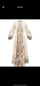 Zimmermann Aliane Billow Midi Maxi Linen Long Dress Khaki Floral Size1 - Picture 1 of 8