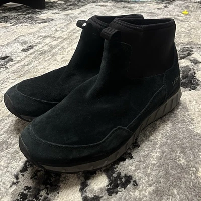Botas de neve masculinas LL Bean tecido camurça preto impermeável EUA tamanho 14M - Imagem 1 de 4