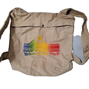 Mochila de lona gráfica del Parque Nacional de Yellowstone bolsa de papel marrón mensajero - Imagen 1 de 7