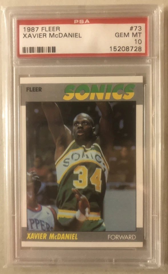Fleer Basketball 1987 #73 Xavier McDaniel Supersonics PSA 10 GEMA como nuevo Foto 1 de 2