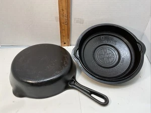 Griswold Cast Iron Skillet Pan 5 724 A Button Lid 5 1095 Self Basting Vtg - Picture 1 of 20