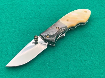 CUSTOM TAWEESAK KNIFE MOTHER OF PEARL / NONE BETTER MUSEUM QUALITY) w/ CASE - Image 1 of 4