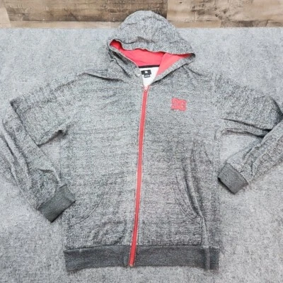 DC Shoes Hoodie Men L Skateboard Full Zip VTG  Y2K Skate Static Gray Red Logo - Image 1 of 4