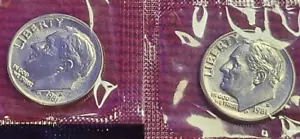 1981 P & D ROOSEVELT DIMES IN US MINT CELLO – BU UNCIRCULATED COIN SET LOT - Picture 1 of 10