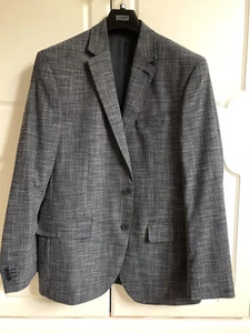 Marks & Spencer NEW Mens Navy Blue/ ivory woven mix blazer jacket XL Regular - Picture 1 of 6