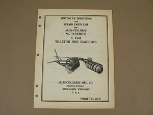 Erpici a disco trattore Allis Chalmers serie 10 proprietario manuale riparazione lista ricambi vintage - Foto 1 di 2