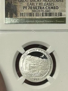 2014-S Silver PF70 Ultra Cameo Great Smoky Mountains Quarter Early Release NGC - Picture 1 of 4