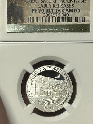 2014-S Silver PF70 Ultra Cameo Great Smoky Mountains Quarter Early Release NGC - Image 1 of 4