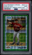 Jose Altuve Rookie 2010 Bowman Chrome Prospects Green X-Fractors #BCP137 PSA 9