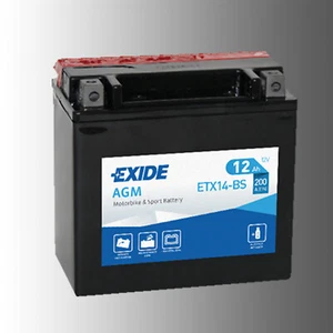 Batería de moto Exide ETX14-BS/YTX14-BS 12V AGM VRLA sin mantenimiento - Imagen 1 de 1