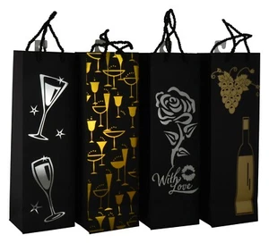 8 Piece Heavy Duty Paper Wine Bottle Bag 2 of each Bag - Picture 1 of 5
