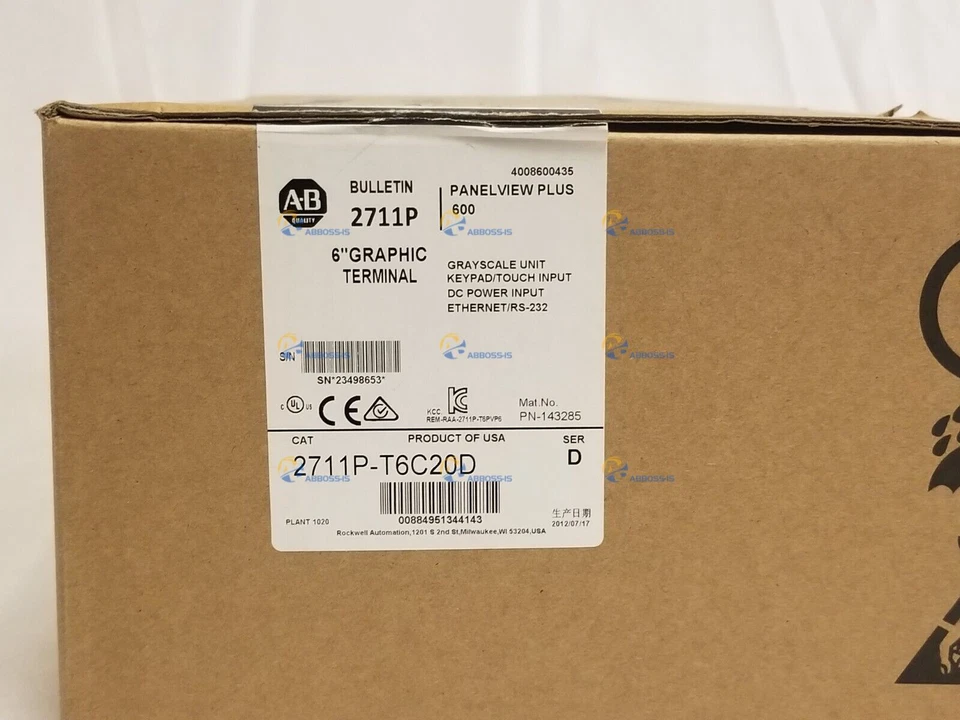 Allen-Bradley 2711P-T6C20D PanelView Plus 600 AB 2711P-T6C20D sellado de fábrica Foto 1 de 1