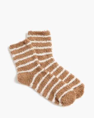 J. Calcetines difusos Crew en marrón y blanco a rayas acogedoras bota Foto 1 de 4