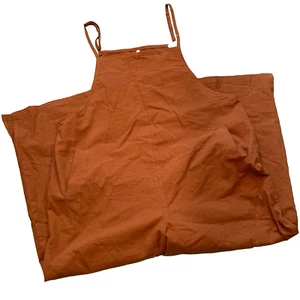 Yesno Women Loose Bib Overalls Jumpsuit Romper Pants Pockets XXL Rust Ankle Slit - Picture 1 of 14