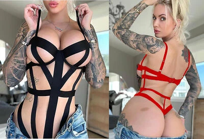 Lencería sexy para mujer Babydoll aspecto húmedo rayas body ceñido al cuerpo ropa de club nocturno peluche. Foto 1 de 4