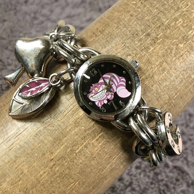 Disney Women AL2005 Dress Cheshire Cat Silver Tone Quartz Analog Watch 6 1/2" - Image 1 of 4
