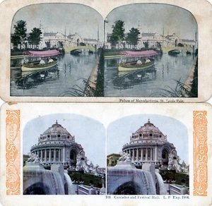 2 1904 Antique StereoViews L. P. Expo ~ St. Louis World's Fair Cascades & Halls. - Picture 1 of 4