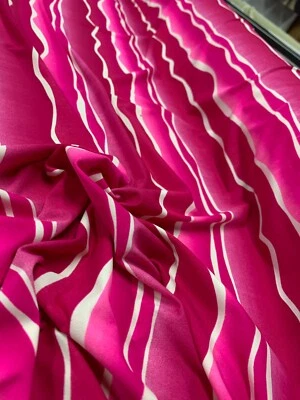 HOT PINK SWIRLY STRIPE MEDIUM WEIGHT NYLON ELASTANE (LYCRA) FABRIC : 150cm WIDE - image 1 of 3
