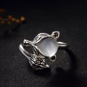 A02 Anello fuchs Con Calcedonio Bianco Argento Sterling 925 Misura Regolabile - Foto 1 di 7