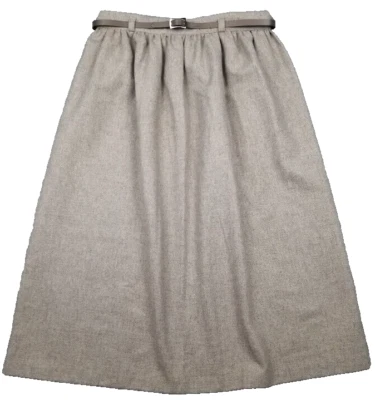 Falda Midi De Colección de Lana para Mujer 8 Beige Plisada Cinturón Clásica Modesta Forrada con Dinero EE. UU. Foto 1 de 4