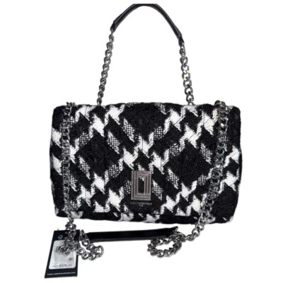 Bolso Bandolera Karl Lagerfeld Blanco y Negro Tweed Mediano Nuevo con Etiquetas Foto 1 de 4