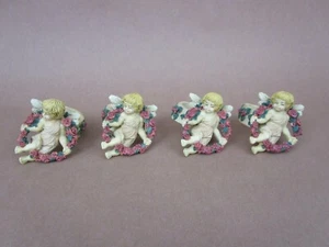 Neu! 4er Set Harz Serviettenhalter Ringe mit detaillierten Cherub Engel Figuren - Bild 1 von 9