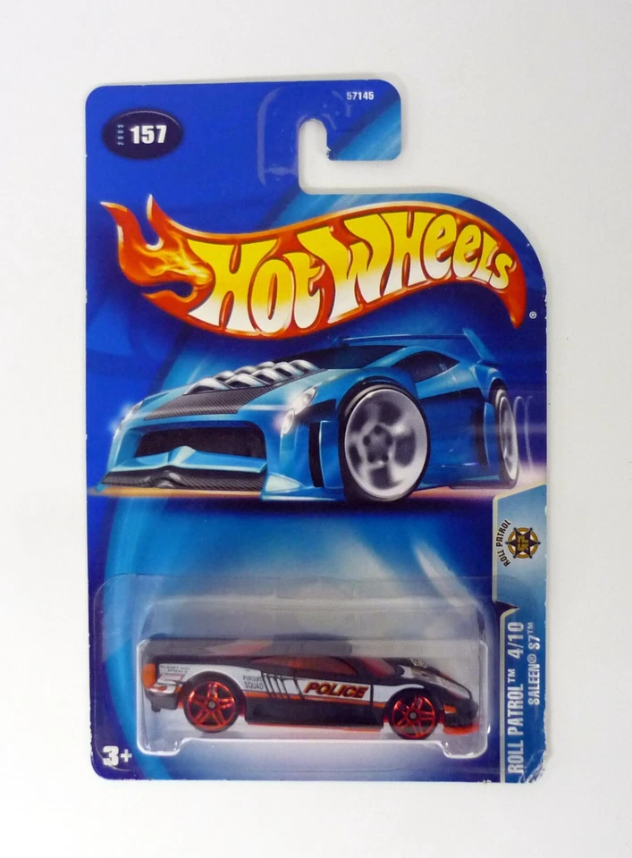 Coche de policía fundido a presión negro Hot Wheels Saleen S7 #157 Roll Patrol 4/10 2004 Foto 1 de 1