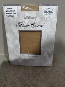 Worthington Vintage Sheer Caress Textured Pantyhose Long Glimmer Gold Tights - Picture 1 of 3