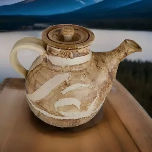 Studio Art Pottery Stoneware Hand Thrown Teapot With Lid Earthtones - Picture 1 of 10