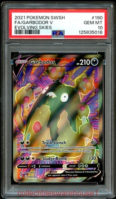 Pokemon Evolving Skies Garbodor V 190 PSA 10 - Image 1 of 2