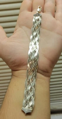7.25 Inch Italian MILOR Sterling Silver Woven Herringbone Link Bracelet - Image 1 of 4