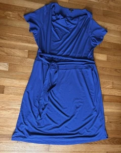 Talbots Royal Blue Dress Effortless Jersey Tie Detail Women's Size 2x Cowl Neck - Picture 1 of 7