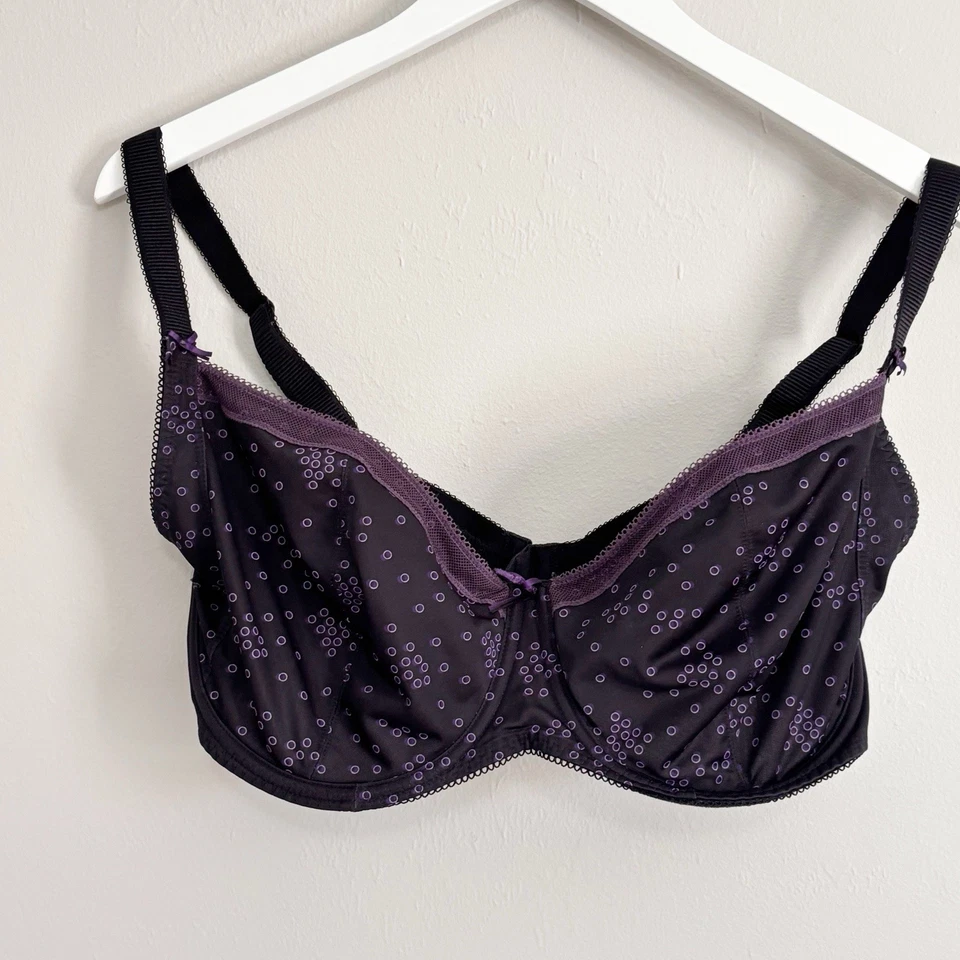 FREYA женщин черный фиолетовый печать MARVEL на косточках боковая панель бюстгальтер Sz 36G ** читать ** - Изображение 1 из 4